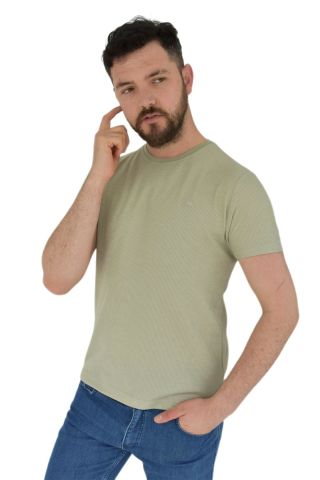Erkek Büyük Beden Sıfır Yaka Tişört Waffle BGL-ST01893