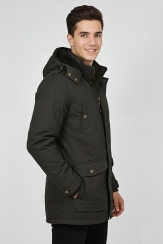 Erkek Spor Kanvas Kapüşonlu Parka M2585 BGL-ST04915