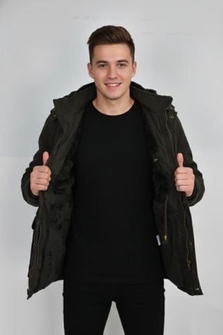 Erkek Spor Kanvas Kapüşonlu Parka M2585 BGL-ST04915