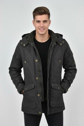 Erkek Spor Kanvas Kapüşonlu Parka M2585 BGL-ST04915
