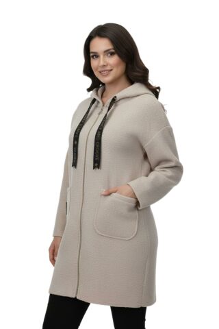 Kadın Anne Kapüşonlu Cepli Buklet Hırka BGL-ST05084