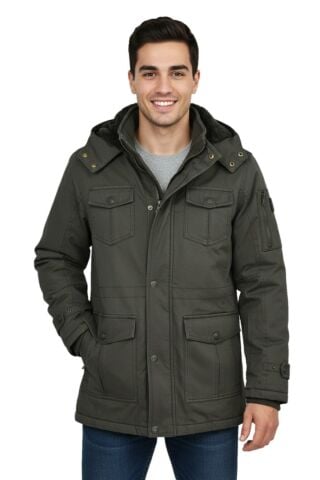 Erkek Spor Kanvas Kapüşonlu Parka M2665 BGL-ST04959