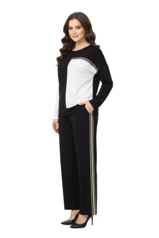 Kadın Siyah Sıfıryaka Sim Şeritli Eşofman Takım BGL-ST05082