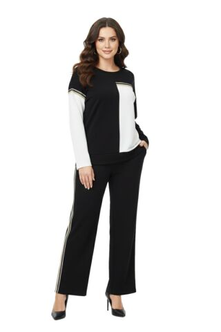 Kadın Siyah Sıfıryaka Sim Şeritli Eşofman Takım BGL-ST05082