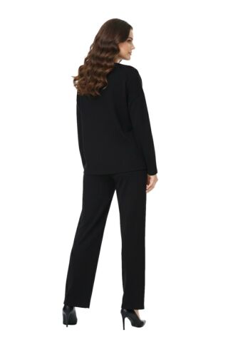 Kadın Siyah Yarım Fermuarlı Taşlı Eşofman Takım BGL-ST05083