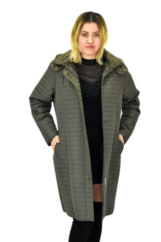 Kadın Kapitone İçi Kürklü Kapüşonlu Mont BGL-ST04059