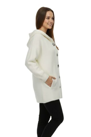 Kadın Kapüşonlu Spor Düğmeli Triko Sakallı Hırka BGL-ST05073