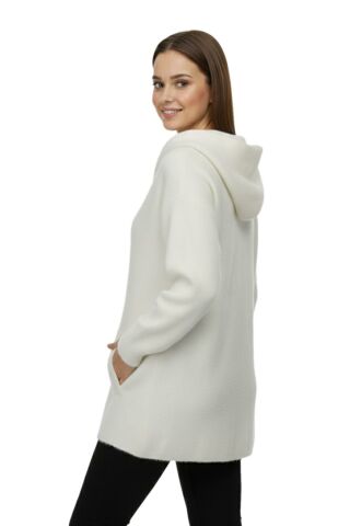 Kadın Kapüşonlu Spor Düğmeli Triko Sakallı Hırka BGL-ST05073