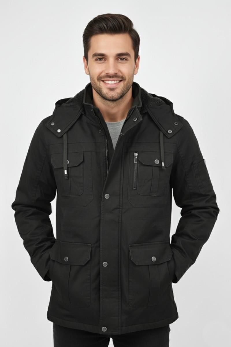 Erkek Spor Kanvas Kapüşonlu Parka 85121 BGL-ST04884