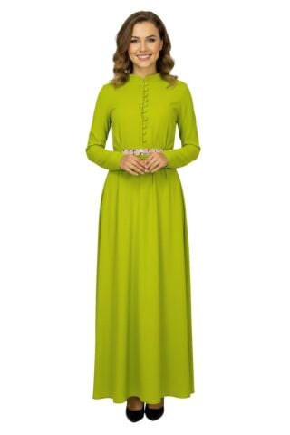 Kadın Yeşil Yuvarlak Yaka Elbise MSK1205