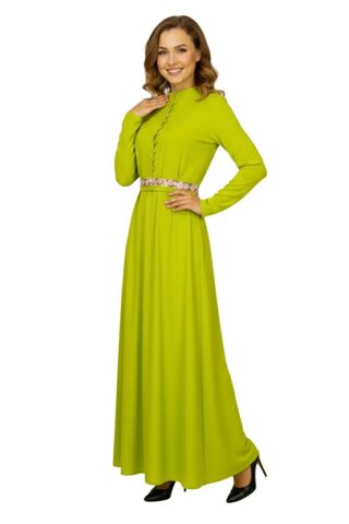 Kadın Yeşil Yuvarlak Yaka Elbise MSK1205