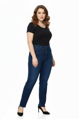 Kadın  Jeans Pantolon Kemer Lastikli Düğmeli BGL-ST05059