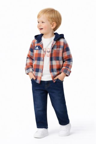 Erkek Çocuk Pantolon Gömlek Tişört 3 Lü Takım BGL-ST05264