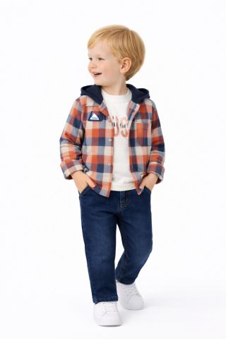 Erkek Çocuk Pantolon Gömlek Tişört 3 Lü Takım BGL-ST05264