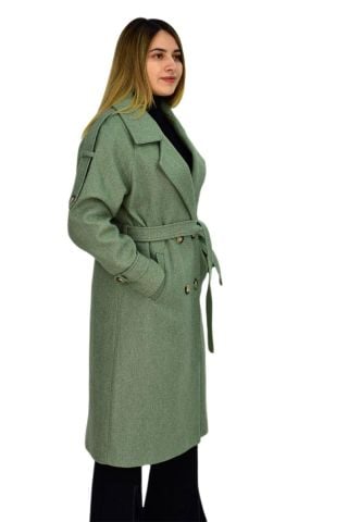 Kadın Apoletli Kaşe Kaban K3122 BGL-ST03283