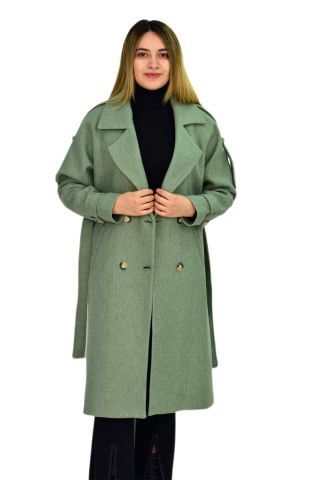 Kadın Apoletli Kaşe Kaban K3122 BGL-ST03283