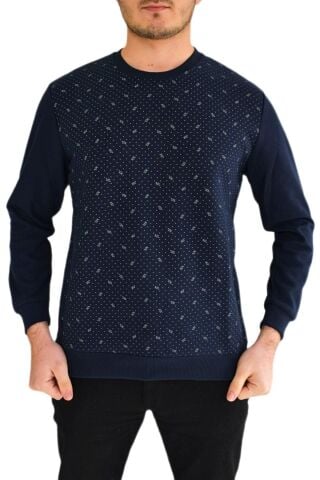 Erkek Sıfır Yaka Sweat Yaprak Desenli BGL-ST01705