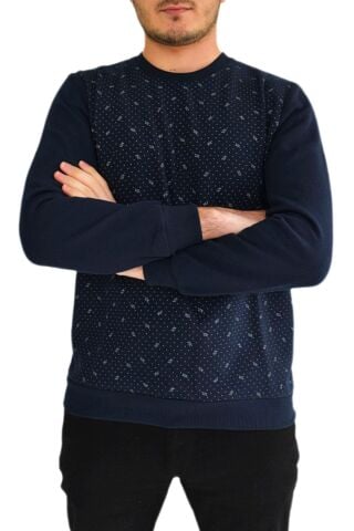 Erkek Sıfır Yaka Sweat Yaprak Desenli BGL-ST01705