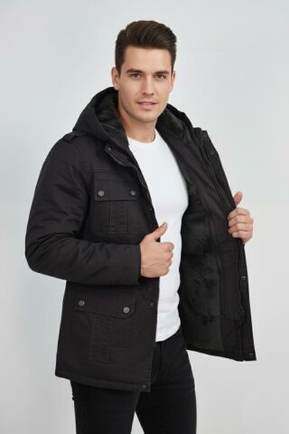 Erkek Spor Kanvas Kapüşonlu Parka 85133 BGL-ST04882