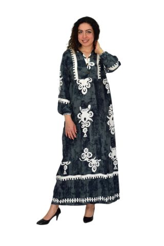 Kadın Kol Lastikli V Yaka Elbise BGL-ST04642