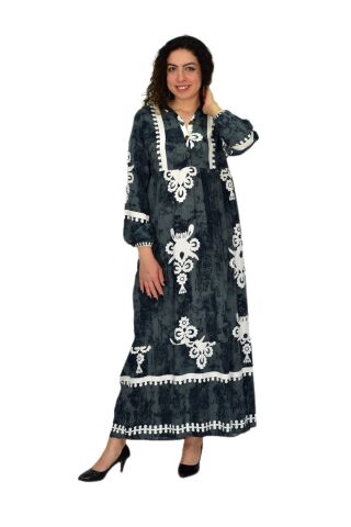 Kadın Kol Lastikli V Yaka Elbise BGL-ST04642