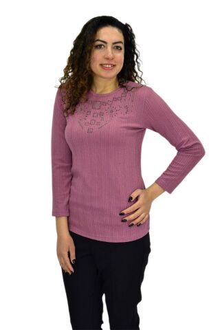 Kadın Taşlı Kaşkorse Bluz BGL-ST04136