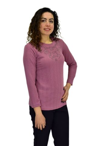 Kadın Taşlı Kaşkorse Bluz BGL-ST04136