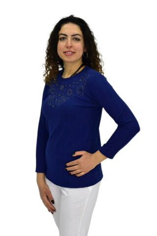 Kadın Taşlı Kaşkorse Bluz BGL-ST04136