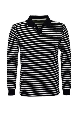 Erkek Spor Çizgili Mevsimlik Triko Polo Yaka Kazak BGL-ST03930