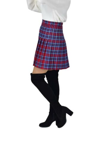 Kadın Ekose Kolej Etek Kırmızı Lacivert KUYUCAK-38K