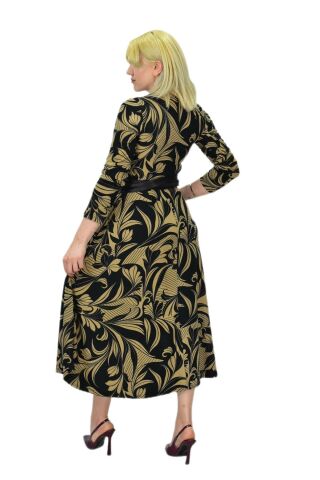 Kadın Viskon Çiçekli V Yaka Elbise BGL-ST03534