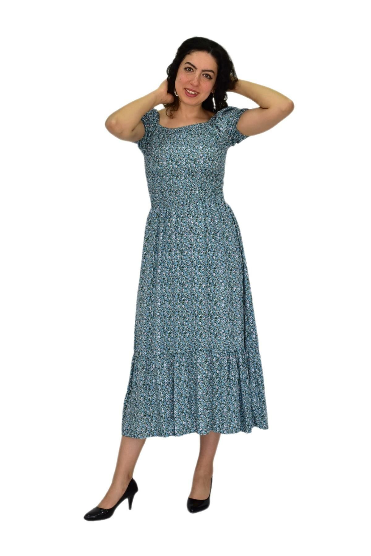 Kadın Balon Kol Beli Lastikli Empirme Elbise BGL-ST04644