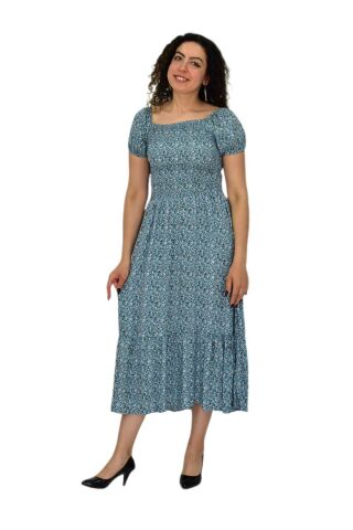 Kadın Balon Kol Beli Lastikli Empirme Elbise BGL-ST04644