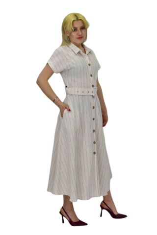 Kadın Keten Kısa Kol Elbise BGL-ST03722