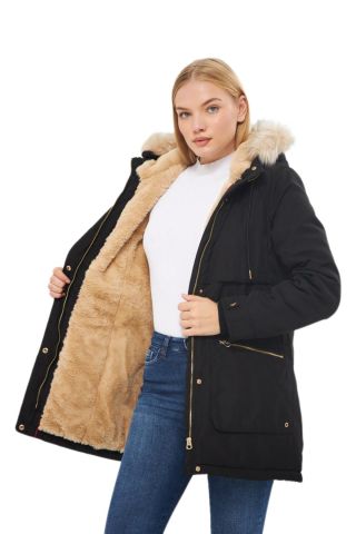 Kadın Büyük Beden Spor Kapüşonlu Mont  M5565 BGL-ST03224