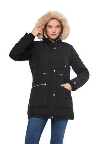 Kadın Büyük Beden Spor Kapüşonlu Mont  M5565 BGL-ST03224