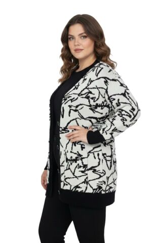 Kadın Leopar Desen Cepli Hırka 7631 BGL-ST04080