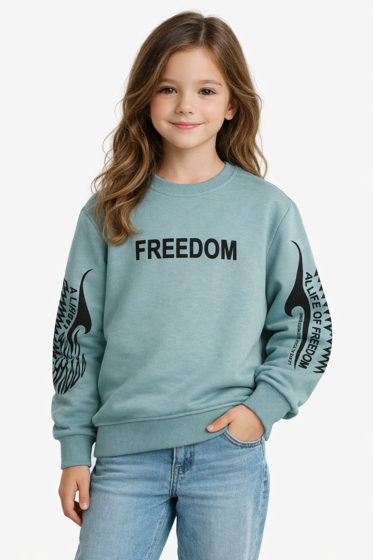 Kız Çocuk Kol Baskılı Sweatshirt BGL-ST05272