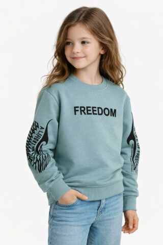 Kız Çocuk Kol Baskılı Sweatshirt BGL-ST05272