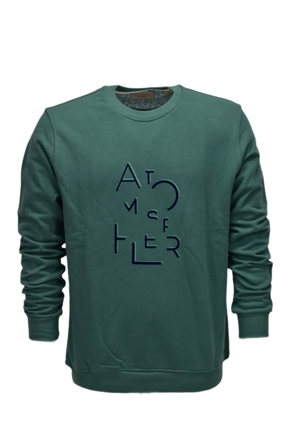 Erkek Baskılı Spor Sıfır Yaka Sweatshirt R2206 BGL-ST03190