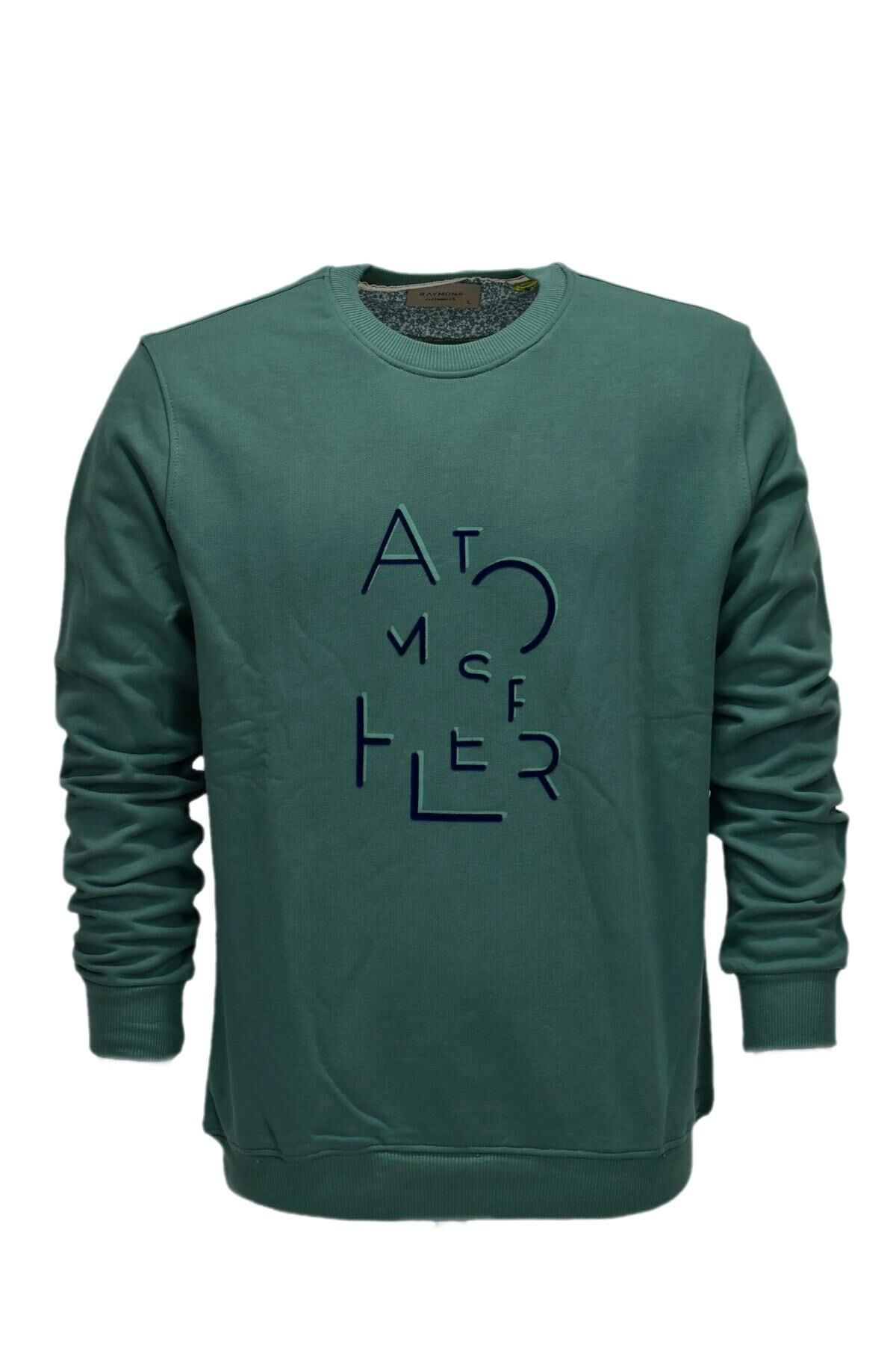 Erkek Baskılı Spor Sıfır Yaka Sweatshirt R2206 BGL-ST03190