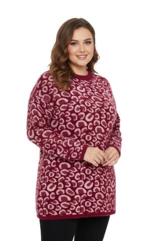 Kadın Leopar Desen Oversize Kazak 140116 BGL-ST04081