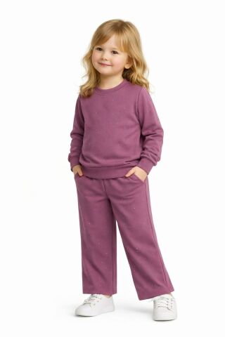 Kız Çocuk Taşlı Sweatshirt Pantolon Takım BGL-ST05273