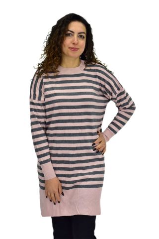 Kadın Çizgili Oversize Kazak BGL-ST04083