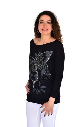 Kadın Oversayz Kelebek Baskılı Sweatshirt BRG39702