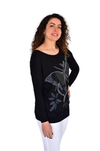 Kadın Oversayz Kelebek Baskılı Sweatshirt BRG39702