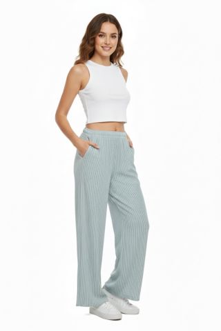 Kadın Su Yolu Çizgili Lastikli Pantolon BGL-ST04765