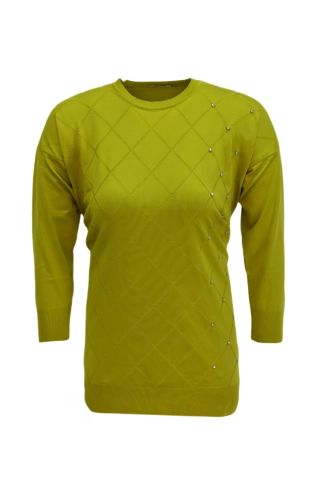 Kadın Taşlı Baklava Desen Oversize Kazak BGL-ST04084