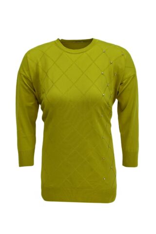 Kadın Taşlı Baklava Desen Oversize Kazak BGL-ST04084