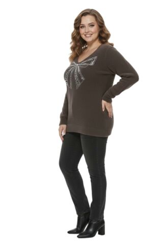 Kadın V Yaka İnci Modelli Sakallı Triko Kazak BGL-ST05078